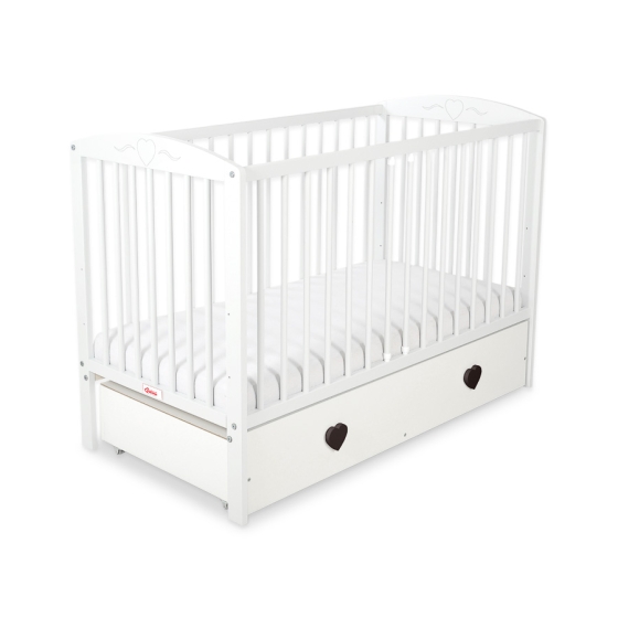 Baby cot bed 120x60cm with hearts with drawer MAXI