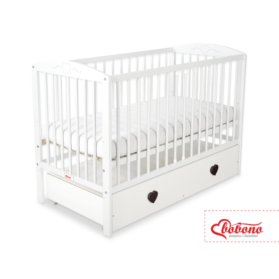 Baby cot bed 120x60cm with hearts with drawer MAXI