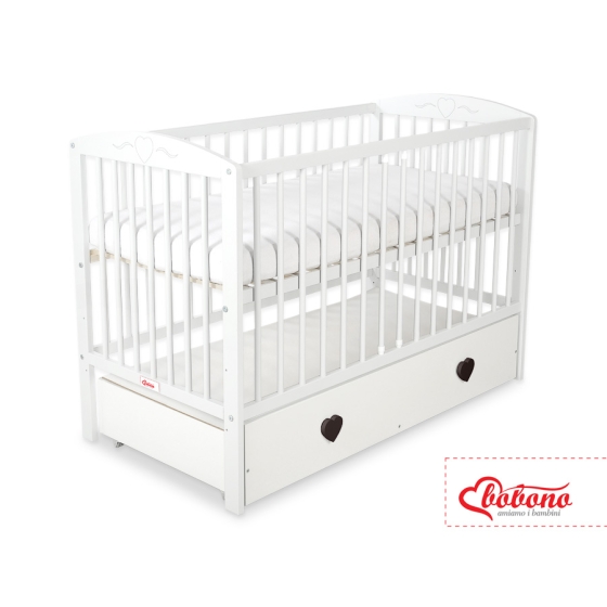Baby cot bed 120x60cm with hearts with drawer MAXI