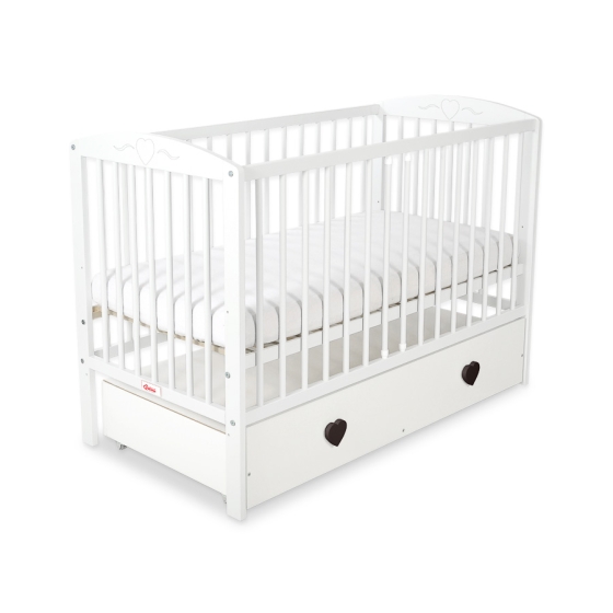 Baby cot bed 120x60cm with hearts with drawer MAXI