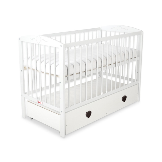 Baby cot bed 120x60cm with hearts with drawer MAXI