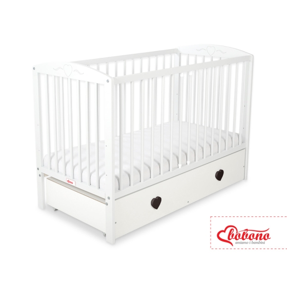 Baby cot bed 120x60cm with hearts with drawer MAXI