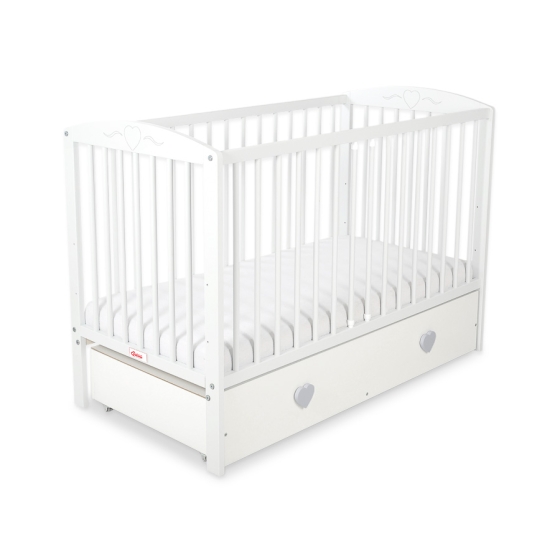 Baby cot bed 120x60cm with hearts with drawer MAXI