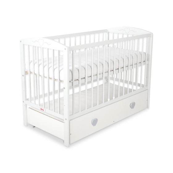Baby cot bed 120x60cm with hearts with drawer MAXI