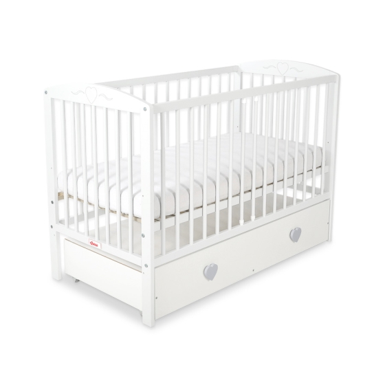 Baby cot bed 120x60cm with hearts with drawer MAXI