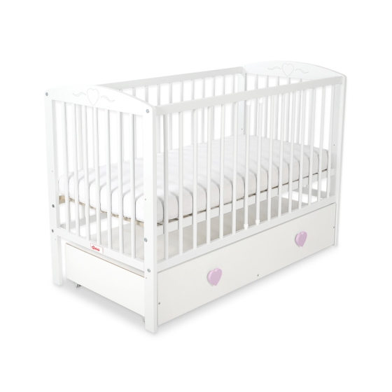 Baby cot bed 120x60cm with hearts with drawer MAXI