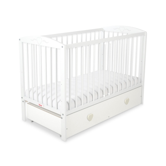 Baby cot bed 120x60cm with hearts with drawer MAXI