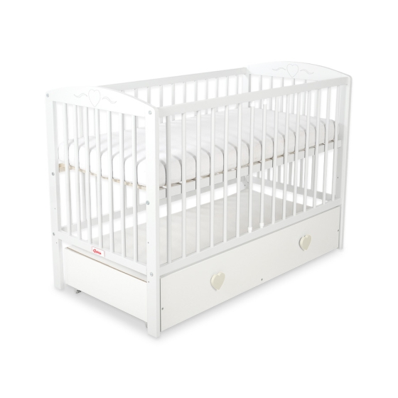 Baby cot bed 120x60cm with hearts with drawer MAXI
