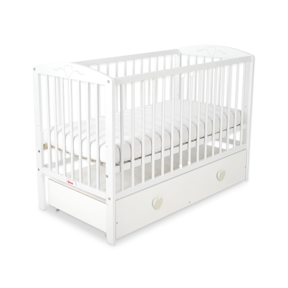 Baby cot bed 120x60cm with hearts with drawer MAXI