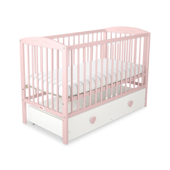 Baby cot bed 120x60cm with hearts with drawer MAXI