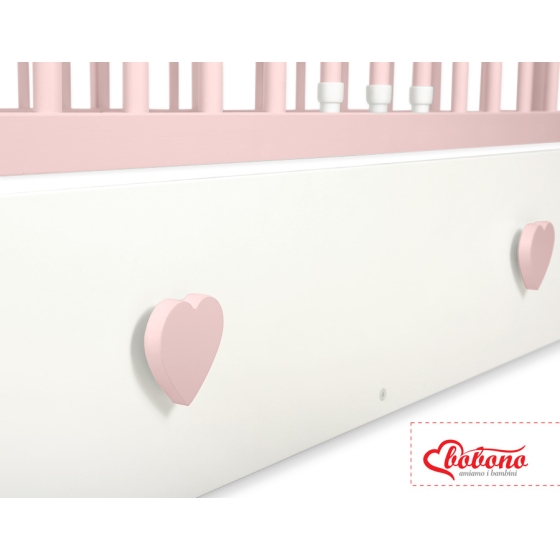 Baby cot bed 120x60cm with hearts with drawer MAXI