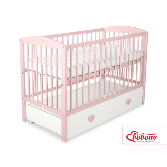 Baby cot bed 120x60cm with hearts with drawer MAXI
