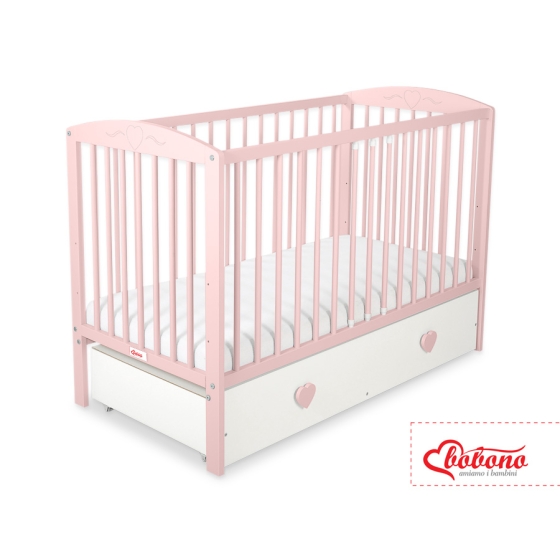 Baby cot bed 120x60cm with hearts with drawer MAXI