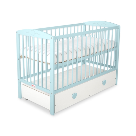 Baby cot bed 120x60cm with hearts with drawer MAXI