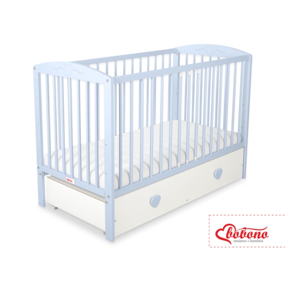 Baby cot bed 120x60cm with hearts with drawer MAXI