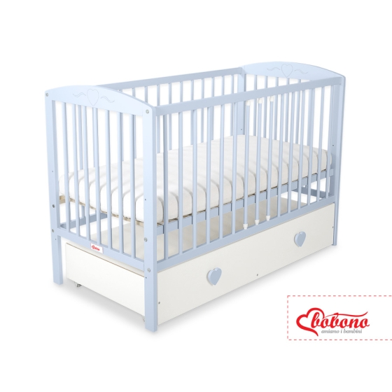 Baby cot bed 120x60cm with hearts with drawer MAXI