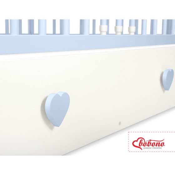 Baby cot bed 120x60cm with hearts with drawer MAXI