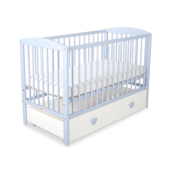 Baby cot bed 120x60cm with hearts with drawer MAXI