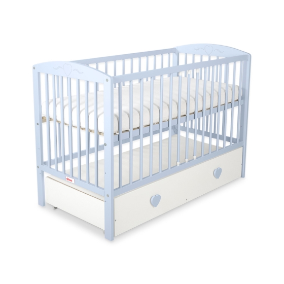 Baby cot bed 120x60cm with hearts with drawer MAXI