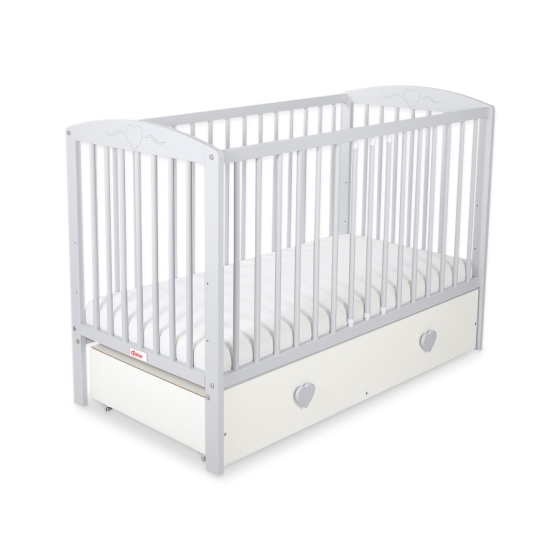 Baby cot bed 120x60cm with hearts with drawer MAXI