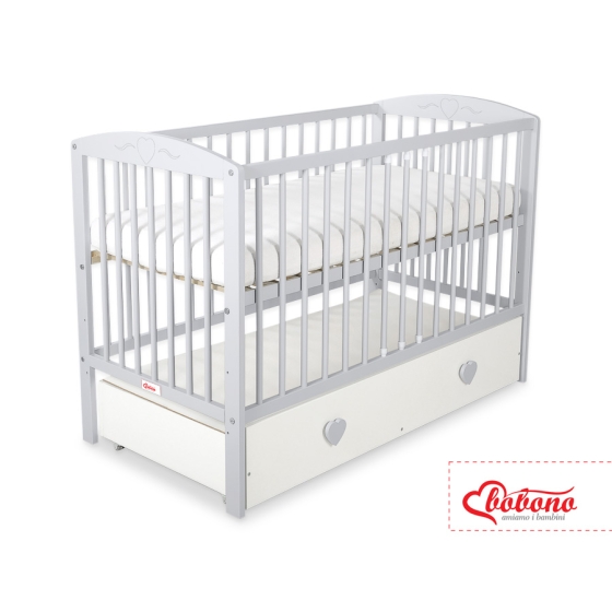 Baby cot bed 120x60cm with hearts with drawer MAXI