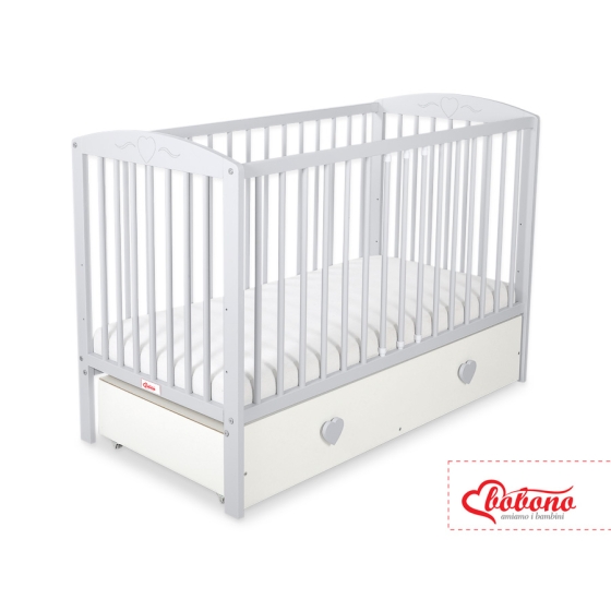 Baby cot bed 120x60cm with hearts with drawer MAXI
