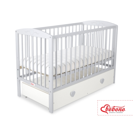 Baby cot bed 120x60cm with hearts with drawer MAXI