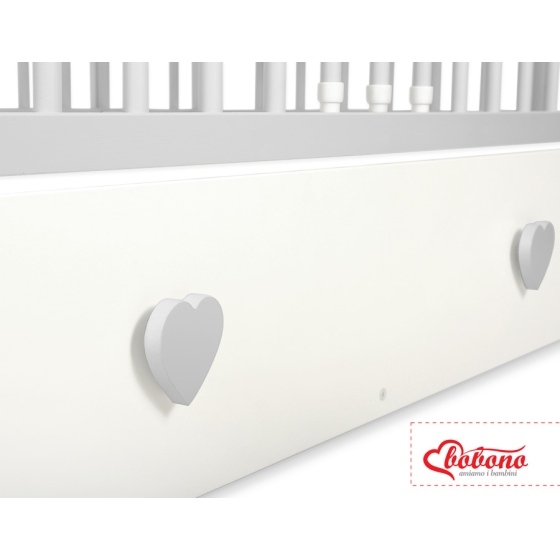 Baby cot bed 120x60cm with hearts with drawer MAXI