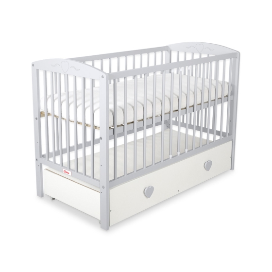 Baby cot bed 120x60cm with hearts with drawer MAXI