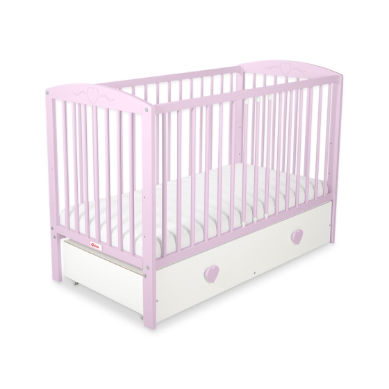 Baby cot bed 120x60cm with hearts with drawer MAXI