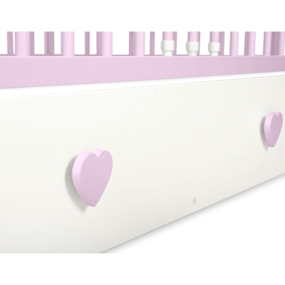 Baby cot bed 120x60cm with hearts with drawer MAXI