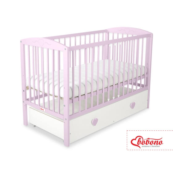 Baby cot bed 120x60cm with hearts with drawer MAXI