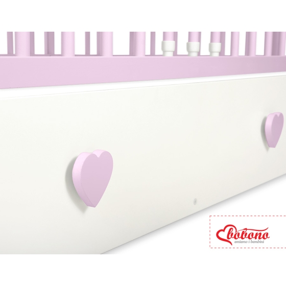 Baby cot bed 120x60cm with hearts with drawer MAXI