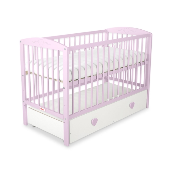 Baby cot bed 120x60cm with hearts with drawer MAXI