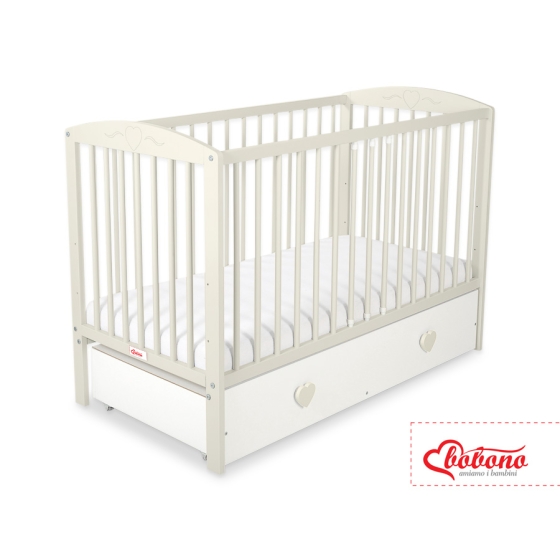 Baby cot bed 120x60cm with hearts with drawer MAXI