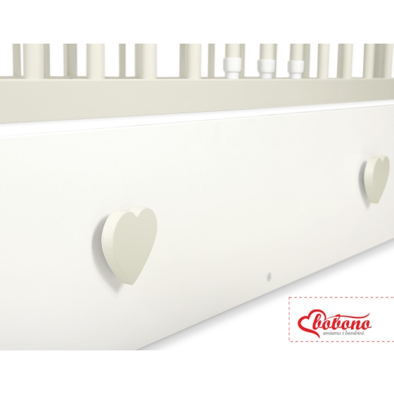 Baby cot bed 120x60cm with hearts with drawer MAXI