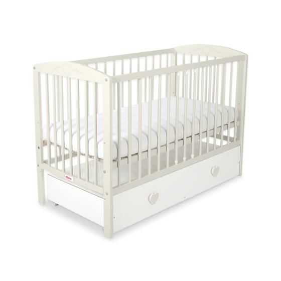 Baby cot bed 120x60cm with hearts with drawer MAXI