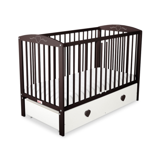 Baby cot bed 120x60cm with hearts with drawer MAXI