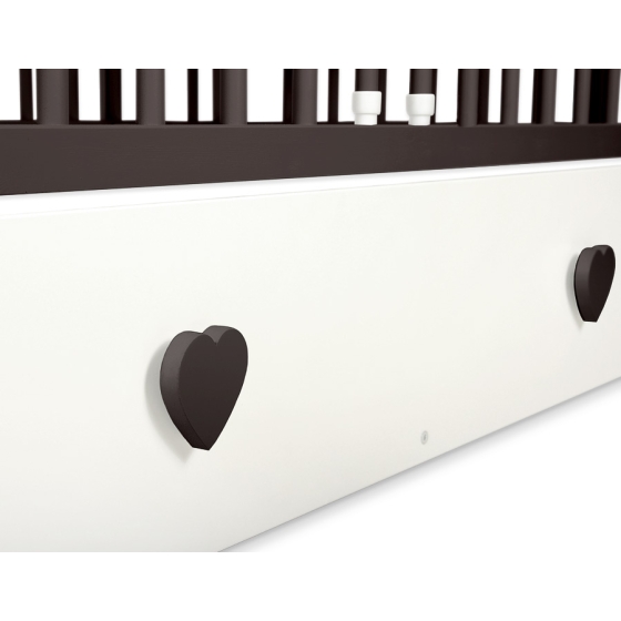Baby cot bed 120x60cm with hearts with drawer MAXI