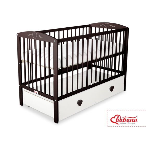 Baby cot bed 120x60cm with hearts with drawer MAXI
