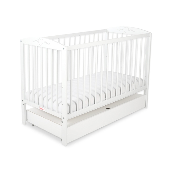 Baby cot bed 120x60cm with hearts with drawer STANDARD
