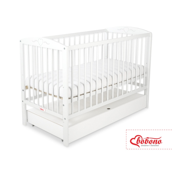 Baby cot bed 120x60cm with hearts with drawer STANDARD