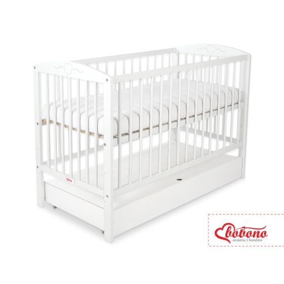 Baby cot bed 120x60cm with hearts with drawer STANDARD