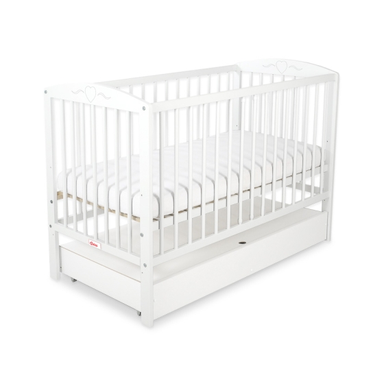 Baby cot bed 120x60cm with hearts with drawer STANDARD