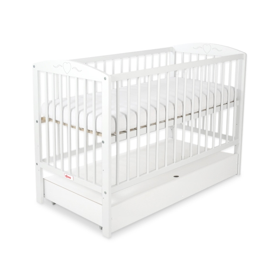 Baby cot bed 120x60cm with hearts with drawer STANDARD