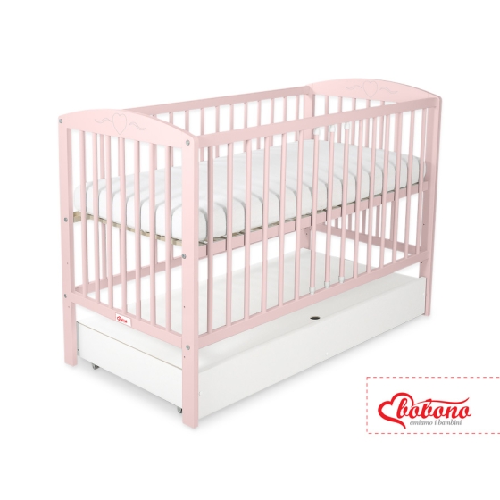 Baby cot bed 120x60cm with hearts with drawer STANDARD