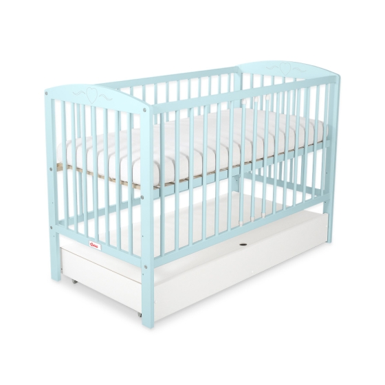Baby cot bed 120x60cm with hearts with drawer STANDARD