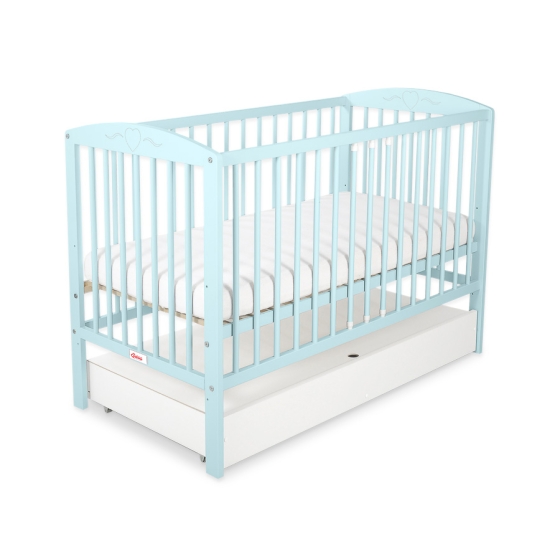 Baby cot bed 120x60cm with hearts with drawer STANDARD