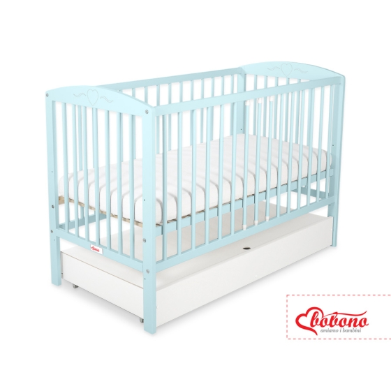 Baby cot bed 120x60cm with hearts with drawer STANDARD