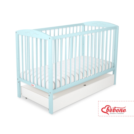 Baby cot bed 120x60cm with hearts with drawer STANDARD